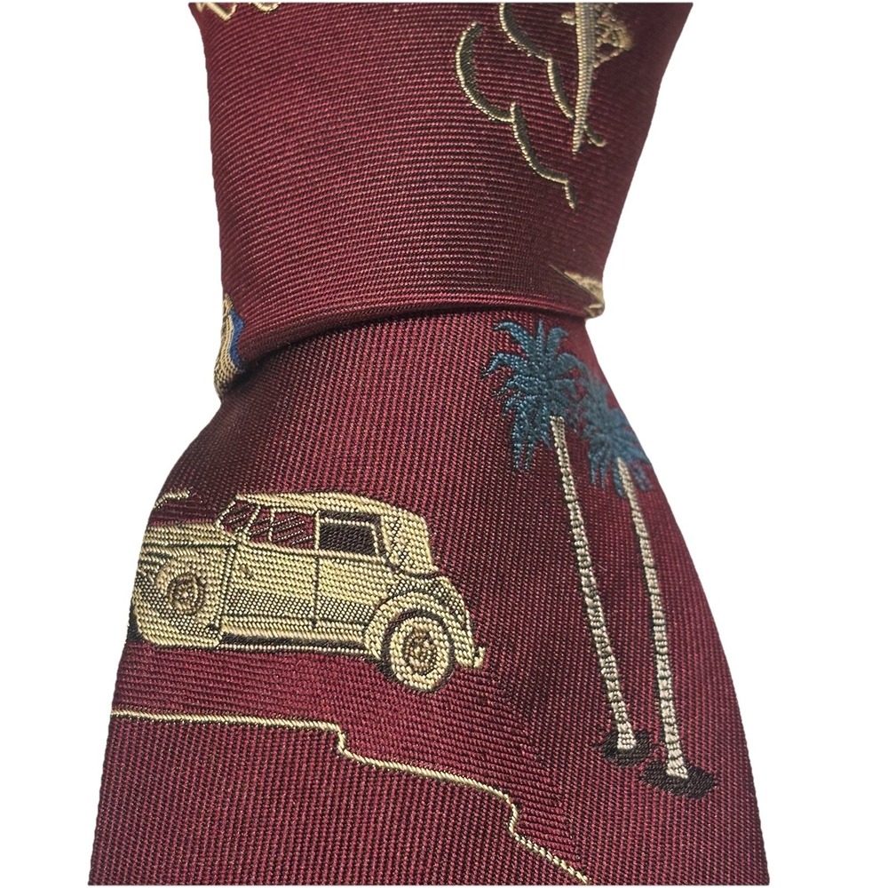 Vintage Robert Talbott Best Of Class Necktie Cars Sailboats Palm Trees Silk 90's